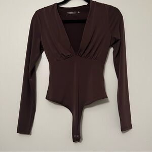 Abercrombie & Fitch Soft AF Collection Brown Long Sleeve Bodysuit -‎ Size Small